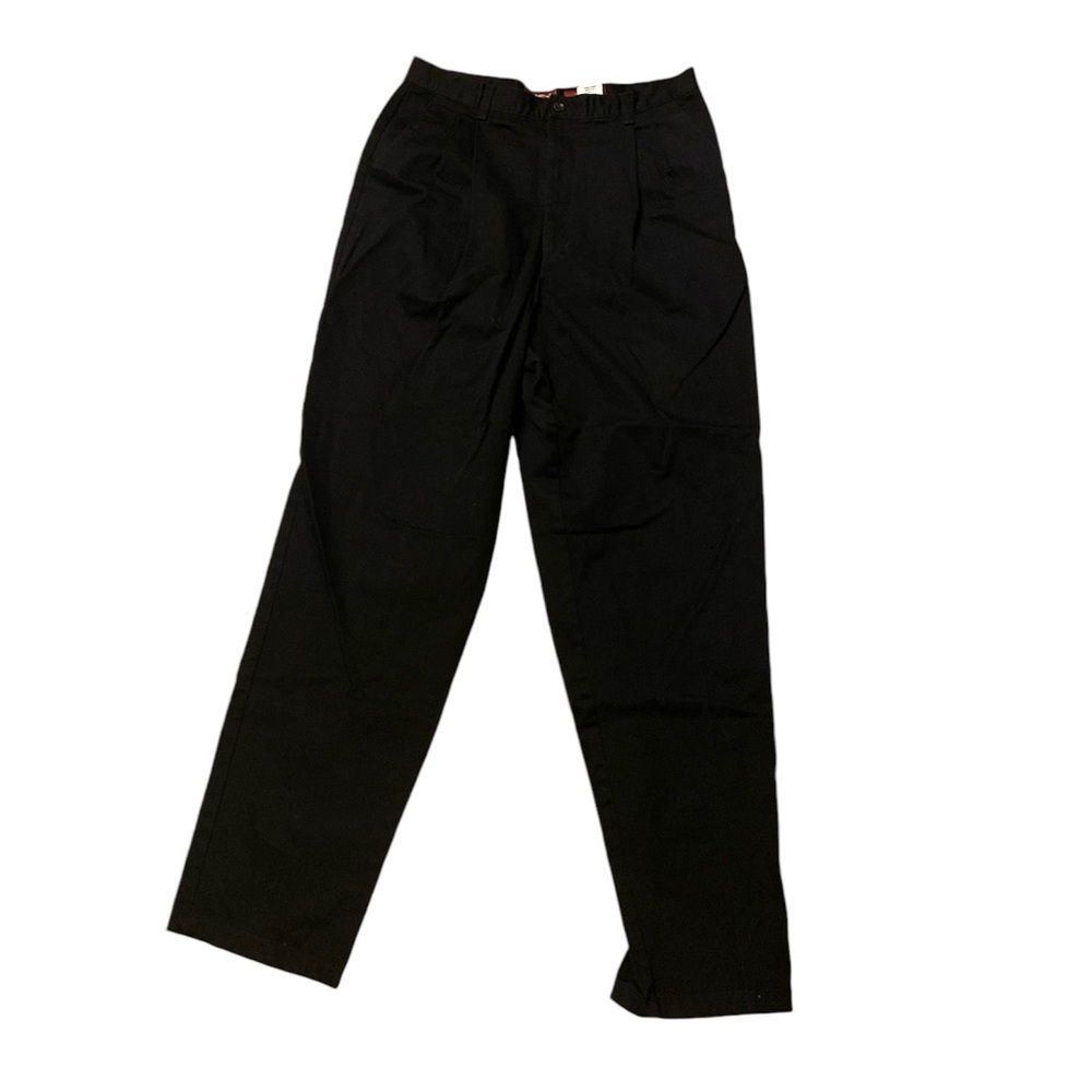 Eddie Bauer Pants Womens 14 Black Khakis Double Pleat 100% Cotton Chinos